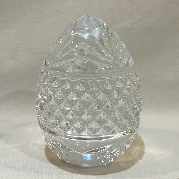 Office French Lead Crystal Egg Paperweight Easter Decor Hobnail And